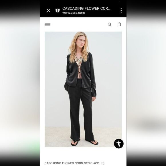 New ZARA Casscading Flowers Ecru Cord Necklace - Picture 3 of 15